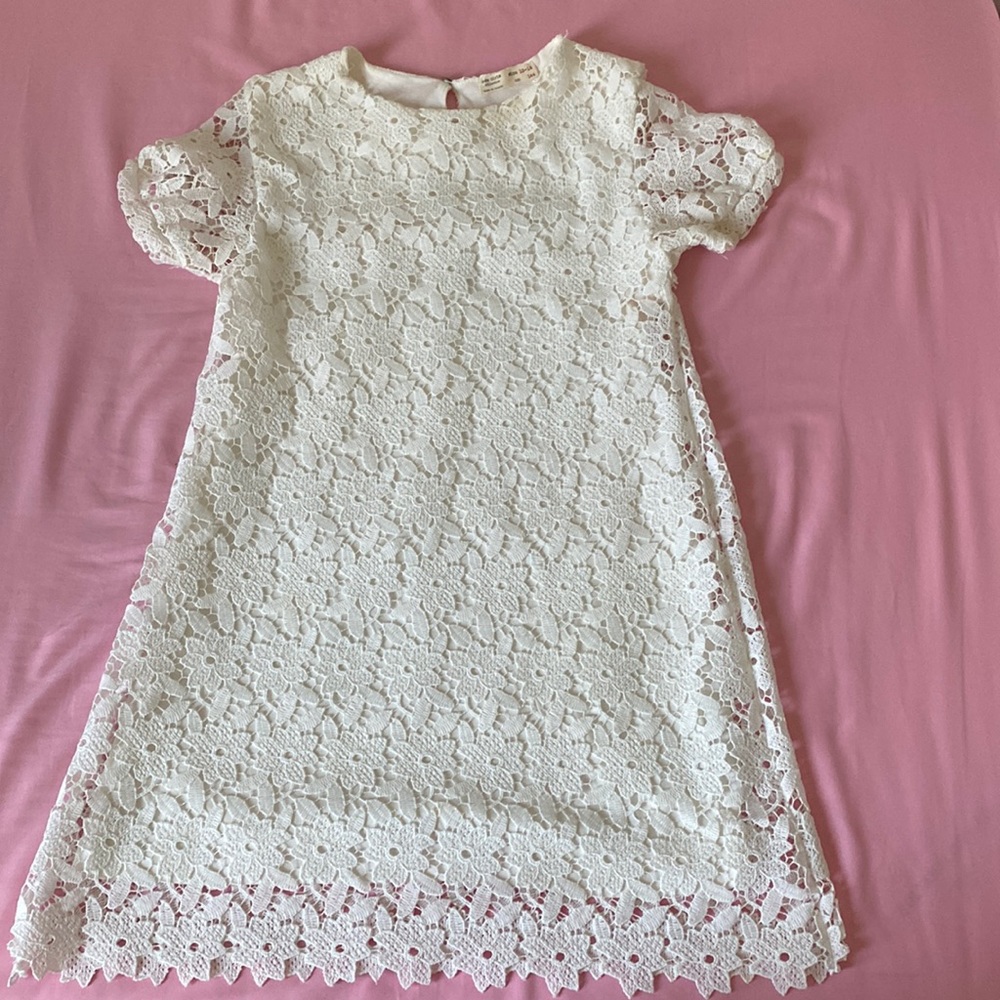 Zara white lace floral dress